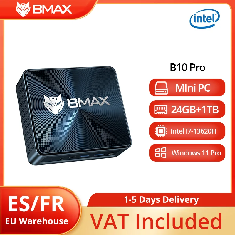BMAX B10 Pro Mini-PC Intel 13. Generation i7-13620H 10 Kerne max. 4,9 GHz 24 GB LPDDR5 RAM 1 TB SSD WiFi 6 Bluetooth 5.2 Image