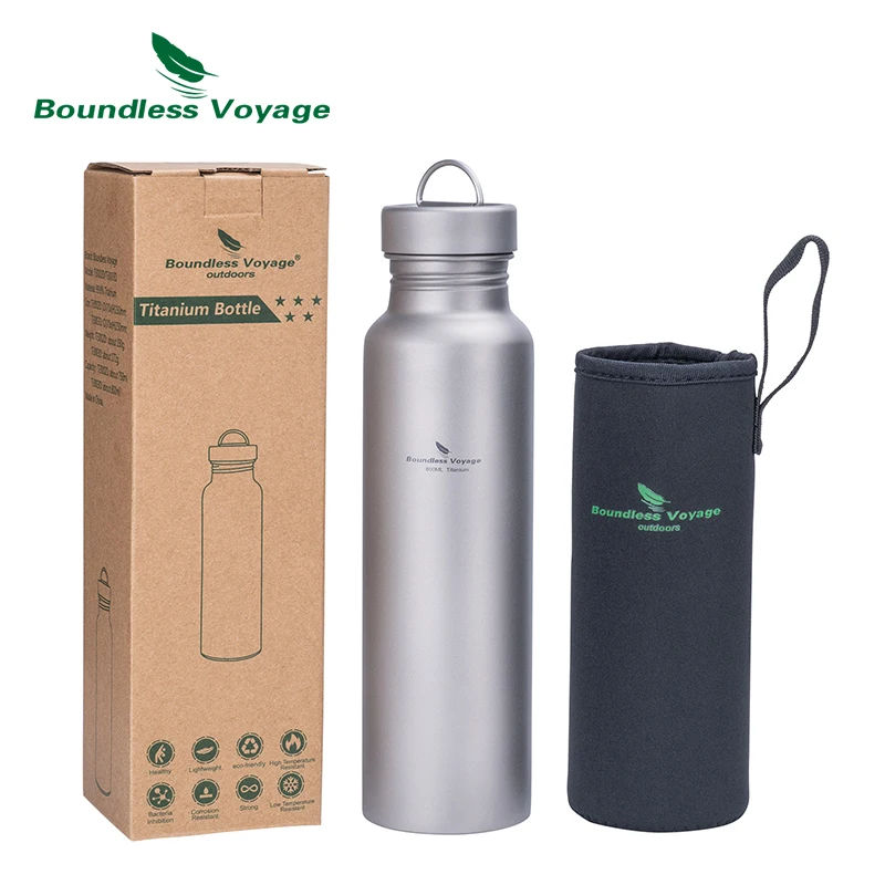Boundless Voyage Titan-Wasserflasche, ultraleichte Outdoor-Camping-Sportflasche, einlagiges Trinkgeschirr, 800 ml/27 oz Ti3003D Image