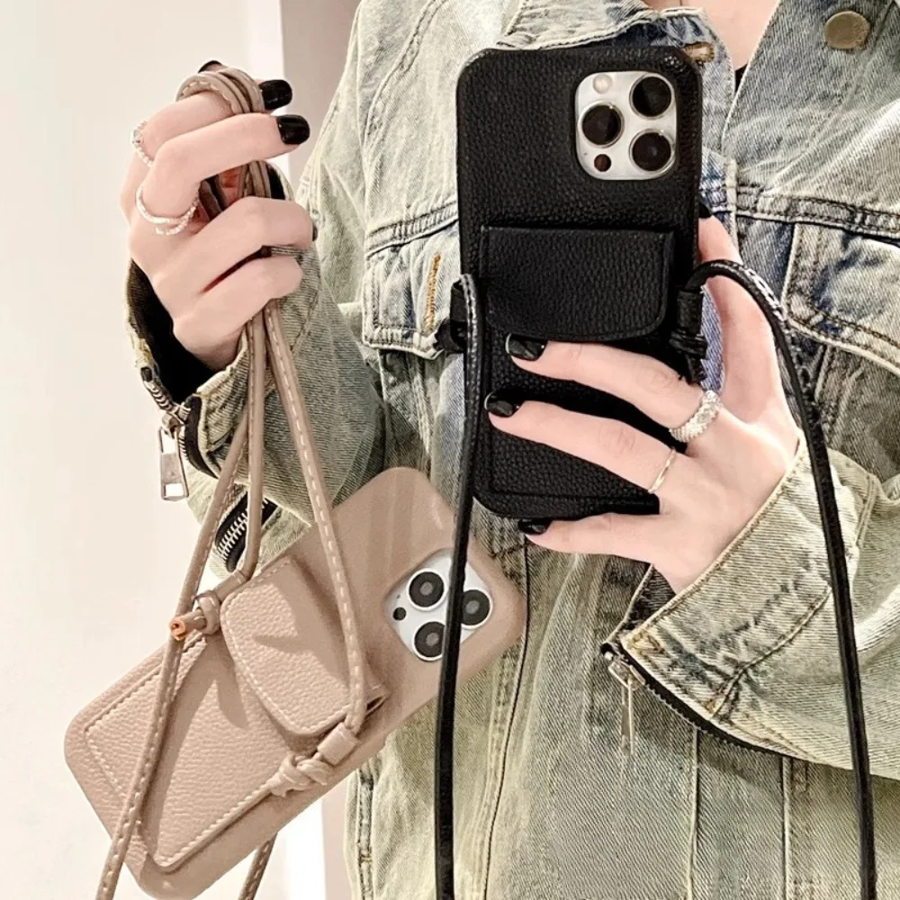 Umhängetasche aus Leder, Kartenetui für iPhone 17 Air 16e 16 15 Plus 14 13 12 11 Pro Max Mini X XS Max Lanyard Schultergurt Image