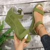 Neue Beliebte Frauen Schuhe Plattform Sandalen Frauen Peep Toe Hohe Keile Heels Knöchel Schnallen