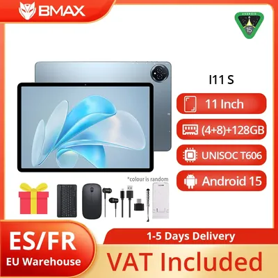 BMAX MaxPad I11 S Android 15 11-Zoll-HD-Bildschirm UNISOC T606 ARM Mail G57 4+8 GB Speicher 128 GB Speicher 2,4 GHz/5 GHz Wi-Fi-Tablet