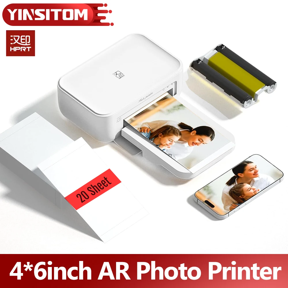 Imprimante Photo Wifi HPRT 4x6 avec papier Photo, Mini fabricant Mobile Portable pour usage domestique, imprimante AR à Sublimation thermique