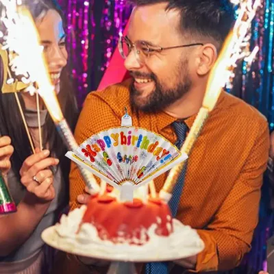 Birthday Cake Candle Creative Fan Candle Happy Birthday Surprise Candles Funny Wishing Candle Birthday Cake Candle Decor