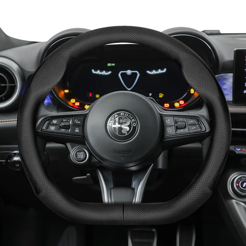 Passend für Alfa Romeo. Ultradünne, atmungsaktive Leder-Lenkradabdeckung. Passend für 159-17, Gt Giulietta Mito Giulia Stelvio Tonale 156, 8C Competizione 1900 B.A.T Gordini Image