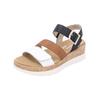 Keilsandalette REMONTE "Remonte Sandalen Leder", Damen, Gr. 38, schwarz (schwarz, weiß), Leder, casual, Schuhe