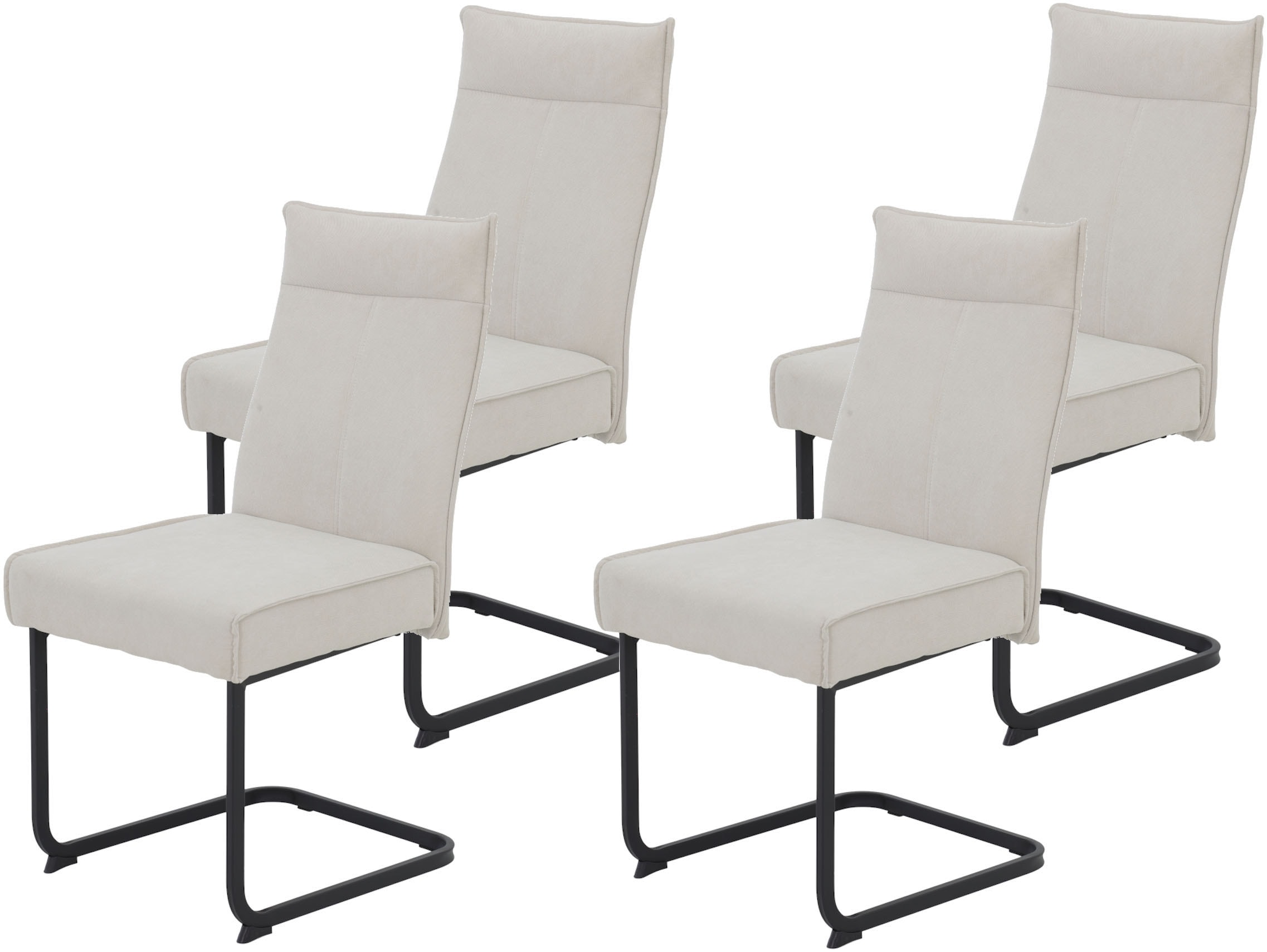 Freischwinger HELA "KAREN Esszimmerstuhl", beige (beige, schwarz, schwarz), B:48cm H:97cm T:68cm, 100% Polyester, Stühle, XL-Breite, Komfortsitz, Federkern, Griff, 140kg belastbar Image
