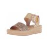 Keilsandalette GABOR "Gabor Sandalen Leder", Damen, Gr. 38,5, beige (beige, gold), Leder, casual, Schuhe