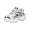 Sneaker BUFFALO "Buffalo Sneaker Lederimitat/Mesh", Damen, Gr. 40, silber, Lederimitat, Textil, casual, Schuhe