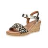 Keilsandalette MARCO TOZZI "Marco Tozzi Sandalen Leder", Damen, Gr. 39, braun (leopard), Leder, casual, Schuhe