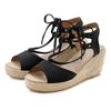 Keilsandalette LASCANA "Sommerschuh", Damen, Gr. 38, schwarz, Obermaterial: 100% Textilmaterial. Futter: 100% Lederimitat. Decksohle: 100% Textilmaterial. Laufsohle: 100% Synthetik, unifarben, casual, Schuhe, Sandalette, Sandale mit Keilabsatz,...