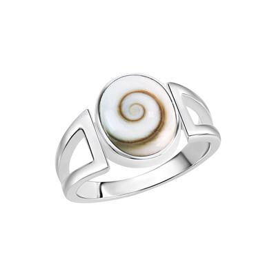 Fingerring VIVANCE "925/- Sterling Silber rhodiniert weiße Muschel" Gr. 56, weiß (weiß, weiß), Fingerringe, Damen, 056 (17,8), Silber 925 (Sterlingsilber) Image