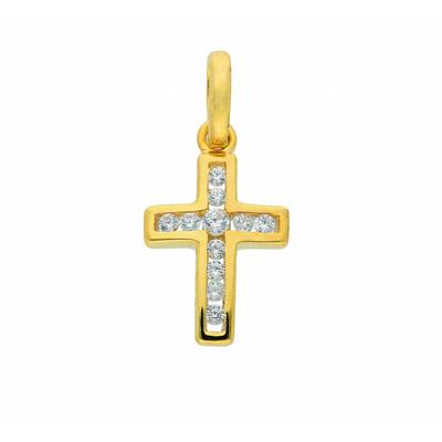 Kreuzkette ADELIA´S "Halskette - Kreuzkette mit Kreuz Anhänger mit Zirkonia aus 333", gold, Halsketten, Damen, Gelbgold 333-Gold, Gelbgold 333, Gold, Schmuckset mit bis 45 cm stufenlos verstellbarer 925 Silber Halskette Image