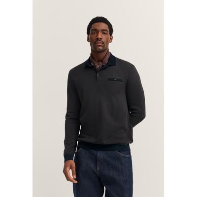 Langarm-Poloshirt BUGATTI "Modern Fit", Herren, Gr. 3XL, 90, braun, 60% Polyester, 40% Baumwolle, unifarben, casual, normal, ohne Ausschnitt, Langarm Rippbündchen, Shirts, mit Brusttasche Image