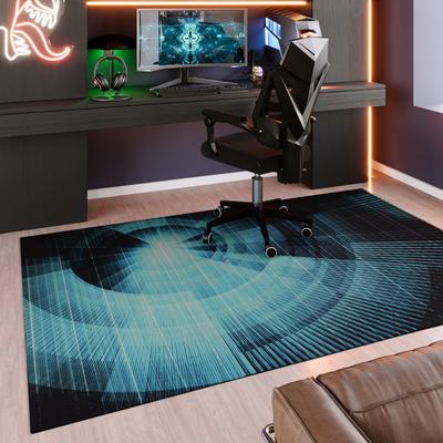 Teppich WECON HOME "Cyber Swirl", blau, B:160cm H:5mm L:230cm, Polyester, Teppiche, Gamer Teppich, gewebt, Cyberpunk, robust, Gaming Room, rutschfest Image