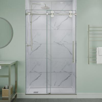 ANZZI Series 44 to 48 in. x 76 in. Frameless Shower Door with Sliding with Tsunami Guard Tempered Clear Glass