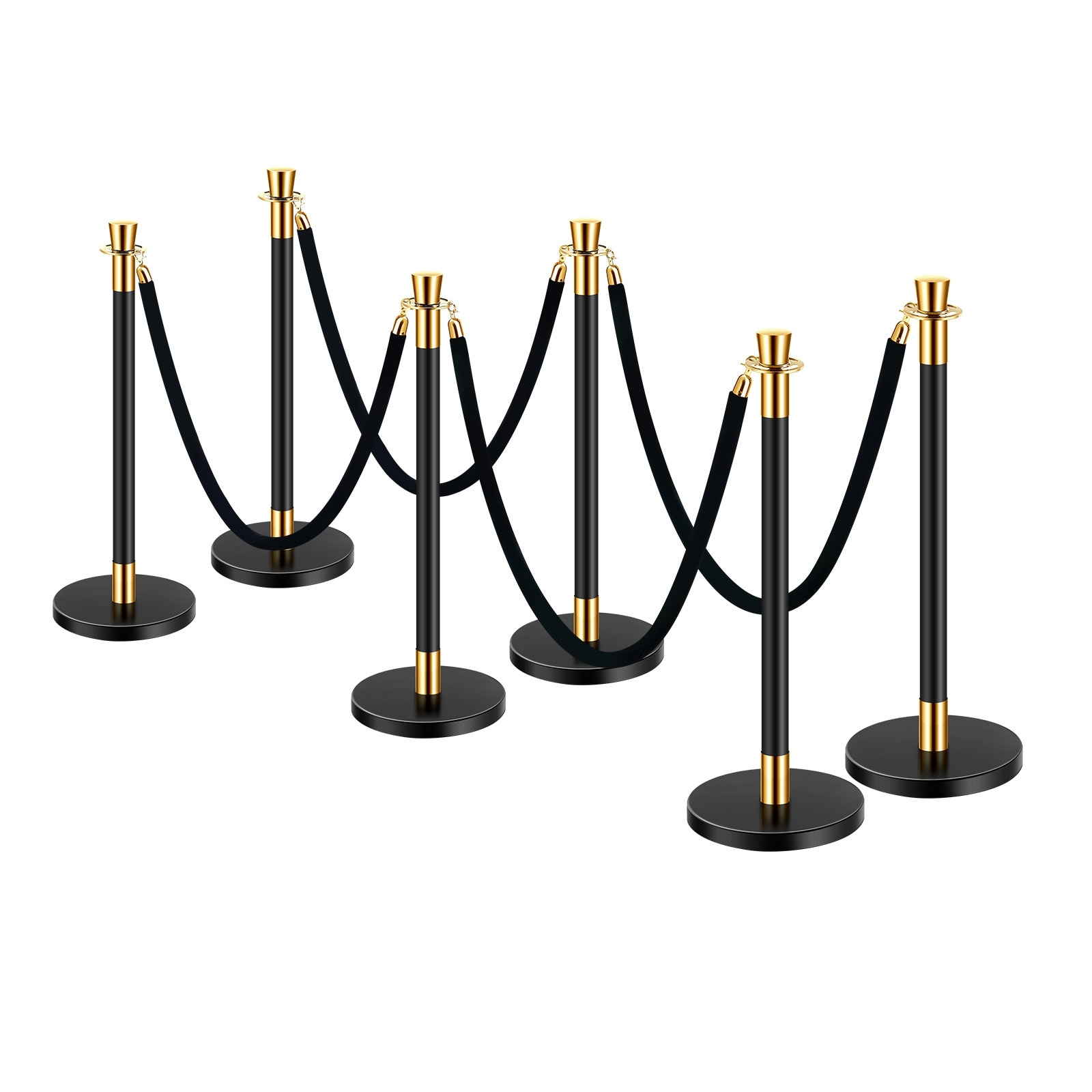 UIMOSO Stanchions and Velvet Ropes, 6 Pcs Crowd Control Barriers with 4 Red Velvet Ropes, Stainless Steel Stanchion Post Queue