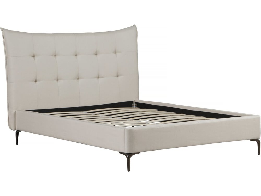 Lit en tissu beige 160 x 200 cm