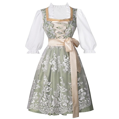 Carnaval Oktoberfest Robe Blouse Dirndl Femme de ménage Bavarois Prairies Femmes Soirée Fête de la Bière Tissu de style traditionnel