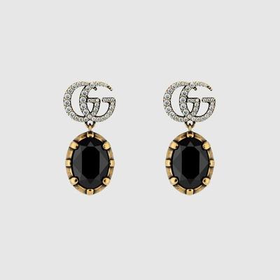 Gg Marmont Crystal Earrings - Black - Gucci Earrings