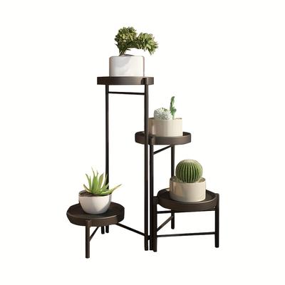 TEMU Metal Plant Stand, Foldable Multi-tier Flower Shelf With Detachable Trays, Small Potted Plant Stairs Display Rack For Corner, Porch, Garden, Balcony, Living Room Image
