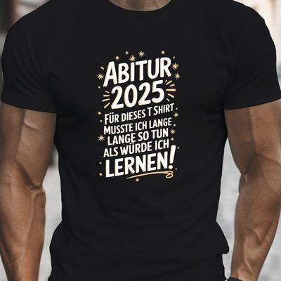 TEMU Men's 2025 Graduation Graphic T-shirt - Lightweight Breathable Crew Neck Short Sleeve Tee With Geometric Print, Light Grey Casual Summer Top For High School Diploma Celebration Image