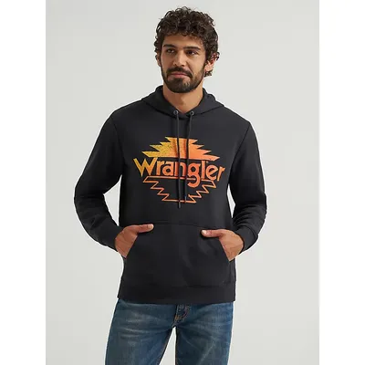 Wrangler Men Southwestern Logo Hoodie Jet Black Size XL