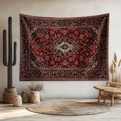 TEMU 1pc Vintage Persian-style Area Rug - Intricate Pattern, Polyester, 90g/㎡, Living Room, Bedroom, Or Party Decor, Party Decor Rug | Traditional Design | Durable Polyester Rug, Vintage Area Rugs Image