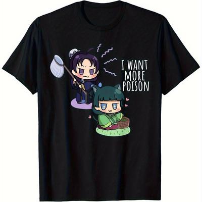TEMU Cute Anime Funny Apothecary Anime Diaries T-shirt, 100% Cotton, 180g Fabric Weight, Casual Holiday T-shirts For Men And Women Are For , S-xxxl, Black Image
