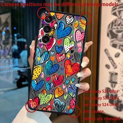 TEMU Heart-themed Art Cover Gift S20, S10, S9, S8, S20+, S10+, S9+, S8+, Fe, Uw, Ultra Lite 5g Shockproof Frosted Translucent Phone Case. Image