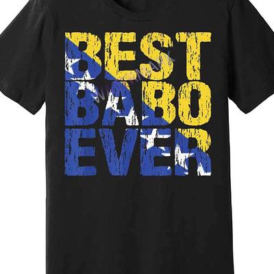 "TEMU Men's Cotton T-shirt "best Babo Ever" Bosnian Flag Print Black, Slim Fit, Round Neck Breathable &" Image