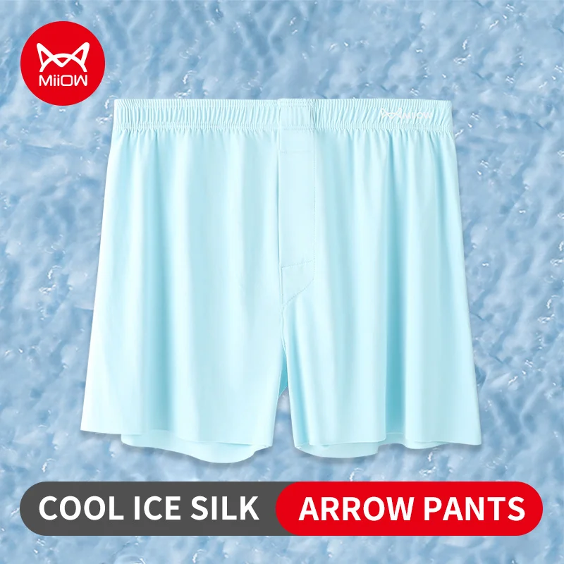 MiiOW Herren-Unterwäsche, atmungsaktiv, Sommer, 3-teilig, Eisseide, Herren-Höschen, Boxershorts, große Shorts, lässige Herren-Pfeilhose Image