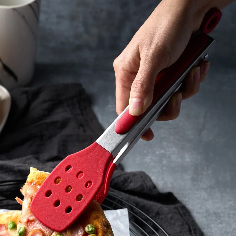 Auf Lager Kieselgel Lebensmittel clip verdickt Edelstahl Lebensmittel zange im Freien Grill klemme Buffet Brot Steak Grill clip Image