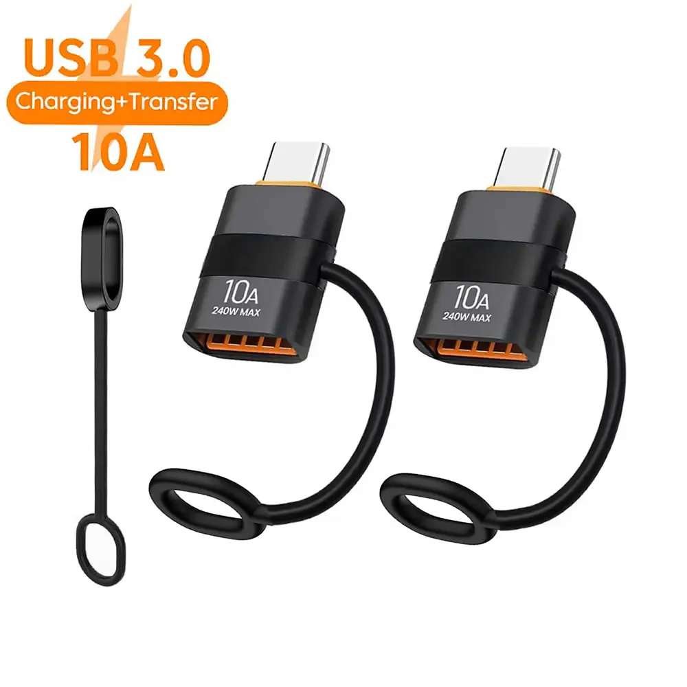 OTG USB 3.0 auf Typ C-Adapter mit Anti-Lost-Loop, USB-Buchse auf USB-C-Stecker, Schnelllade-Adadpter-Anschluss für Telefon, Laptop, PC Image