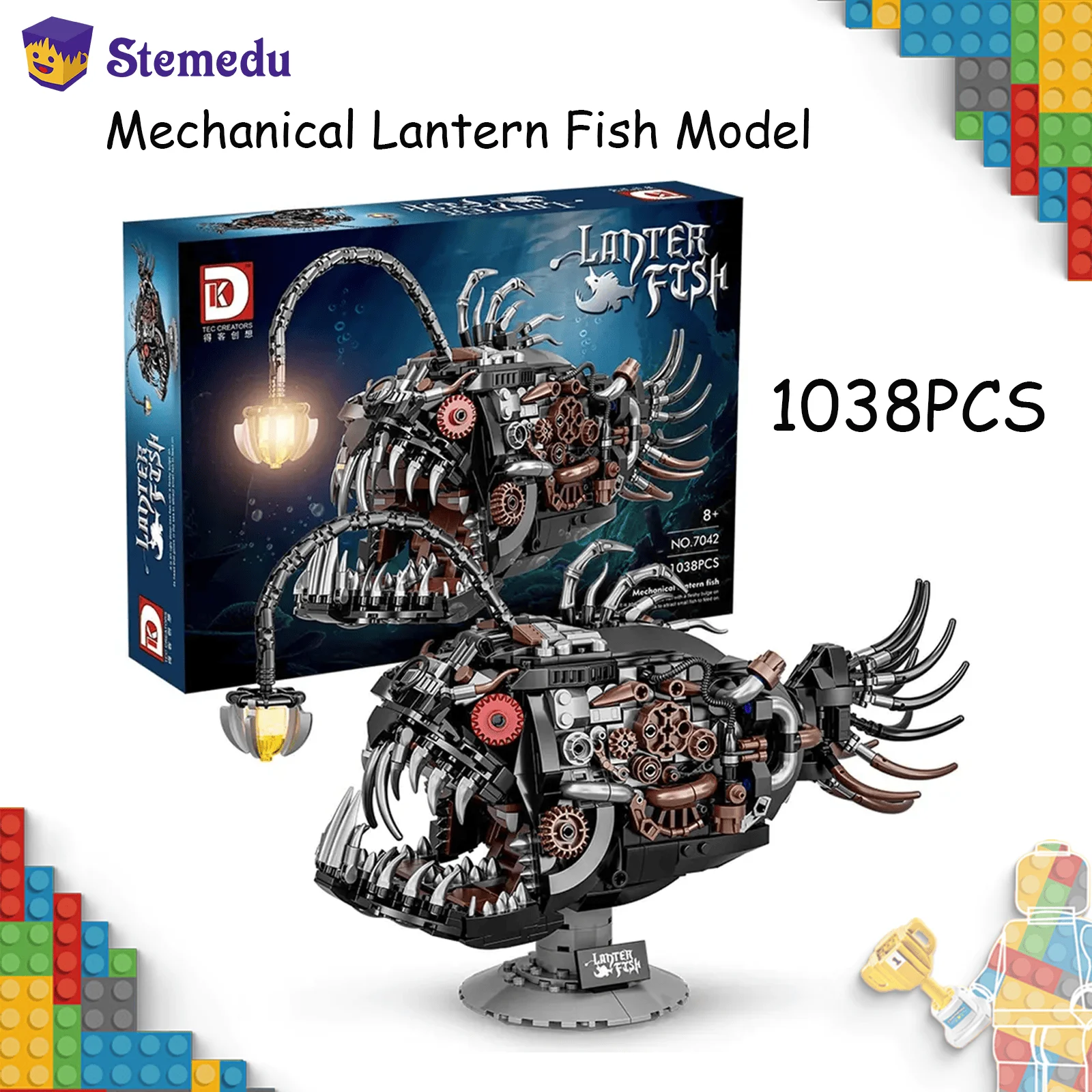 1038PCS MOC Mechanische Laterne Fisch Modell Set DK7042 Bausteine Ziegel Weihnachten Geburtstag Geschenk für Kinder Montage Puzzle Spielzeug Image