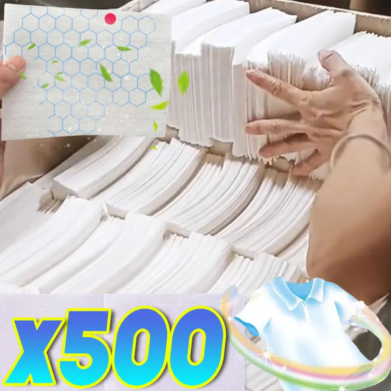 50/500pcs Laundry Tablets Laundry Paper Absorption Washing Accessories Anti-Staining Clothes Sheets Anti-String Mixing Color