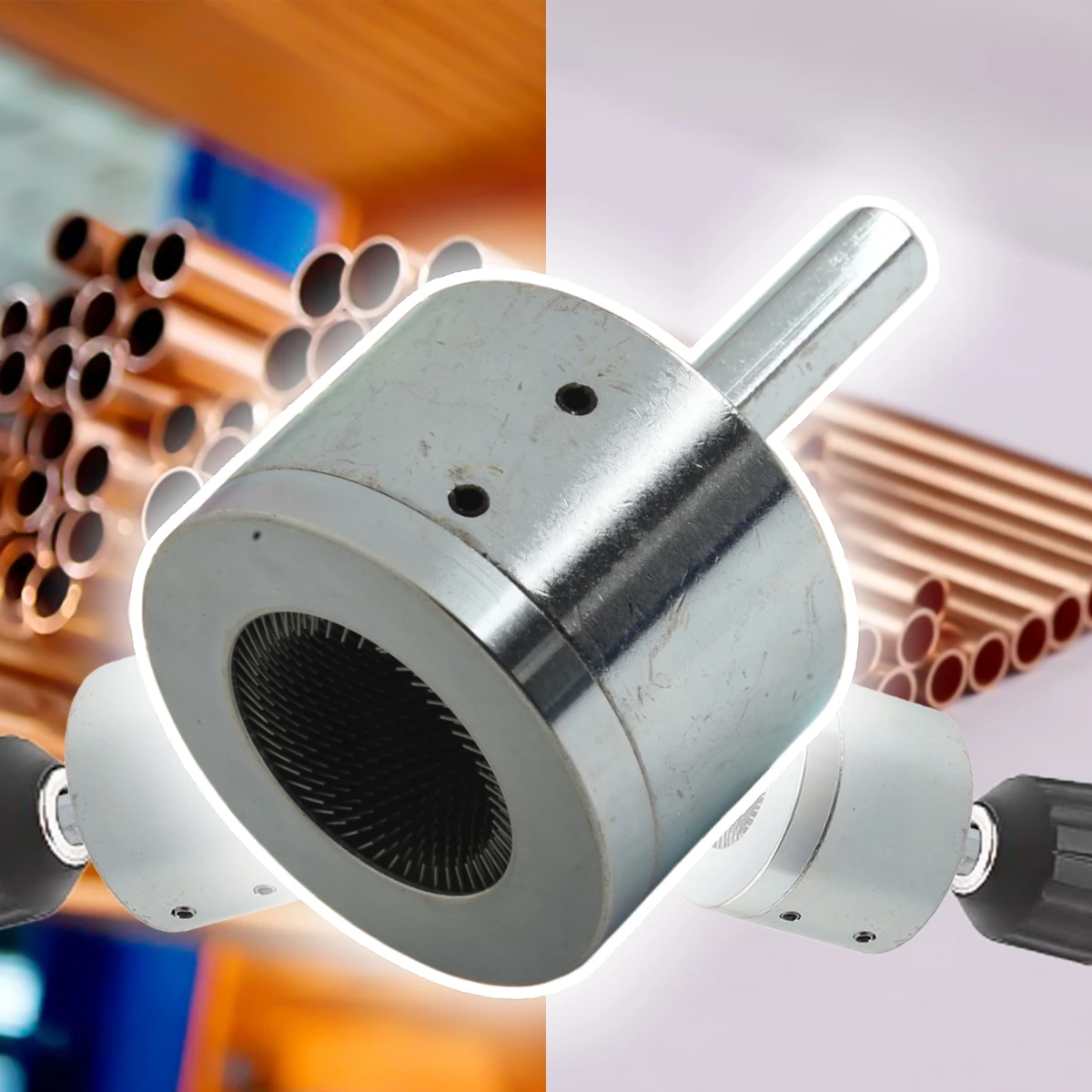 Rohrreiniger, 15 mm oder 22 mm Kupferrohr, Metallrohr-Reinigungsbürste für gründliche Reinigung und Entgraten von Metallrohren mit 3/4-Zoll-Außendurchmesser Image