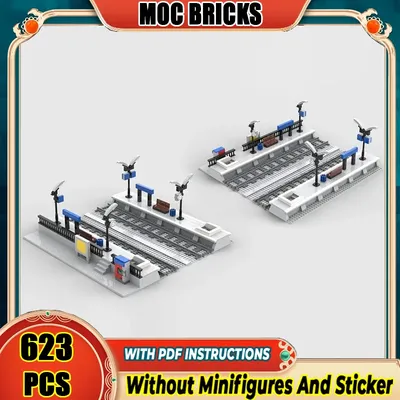 Stadt Street View Moc Gebäude Ziegel Moderne Bahnhof Plattform Modell Technologie Modulare Blöcke Weihnachten Spielzeug DIY Montage Image