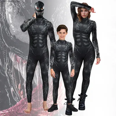 Dunkelschwarzer Superheld-Cosplay-Overall, Punk-Body, Halloween, Zentai-Anzug, Erwachsene, Urlaub, Image