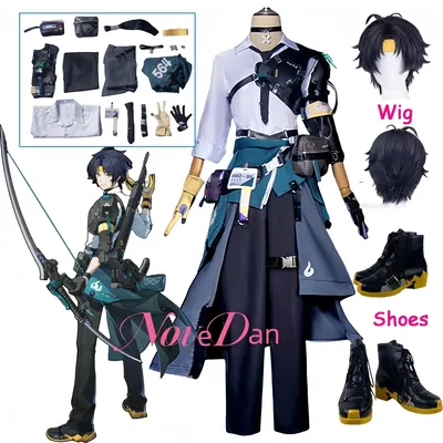 ZZZ Harumasa Cosplay Kostüm Schuhe Perücke Zenless Zone Zero Spiel Uniform Tasche Halsband Requisiten Abschnitt 6, Halloween-Party-Anzug Damen Herren Image