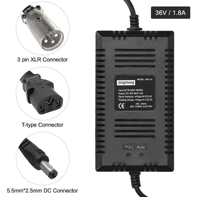 36V 48V Electric Scooter Charger Electric Bike Smart auto Battery Charger 3 Pins XLR Female Cannon Plug T-type connector