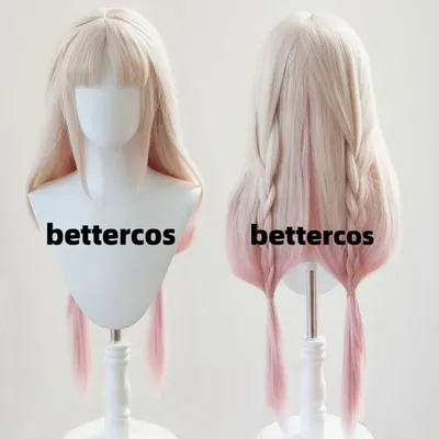 Spiel Naraka Blade point Hutao Cosplay Tsu chimi kado Kurumi Perücke 80cm Farbverlauf rosa Haar zwei Zöpfe Karneval Halloween Party Cos Perücke Image