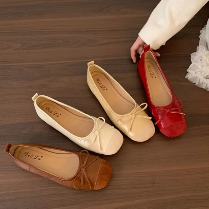 Bogen Frauen Ballerinas Schuhe Casual Flache Müßiggänger Schuhe Elegante frauen Sandalen 2025, Sommer Komfort Turnschuhe Neue Frau Schuhe