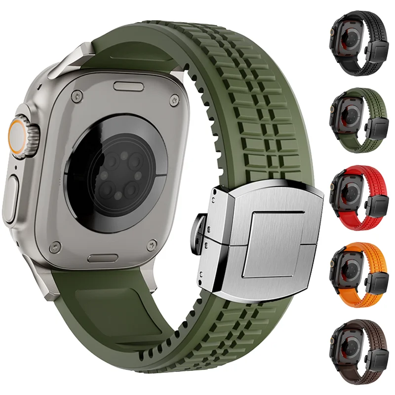 Silikon-Sportarmband für Apple Watch Ultra 2/1 49 mm, Serie 10, 9, 8, 7, 46 mm, 45 mm, 44 mm, Gummiband für IWatch 6 5 4 3 42 mm Armband Image