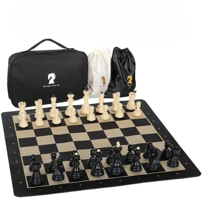 20-Inch Portable Folding Chess Board with Weighted Pieces Tournament-Grade Ideal for Adults and Beginners