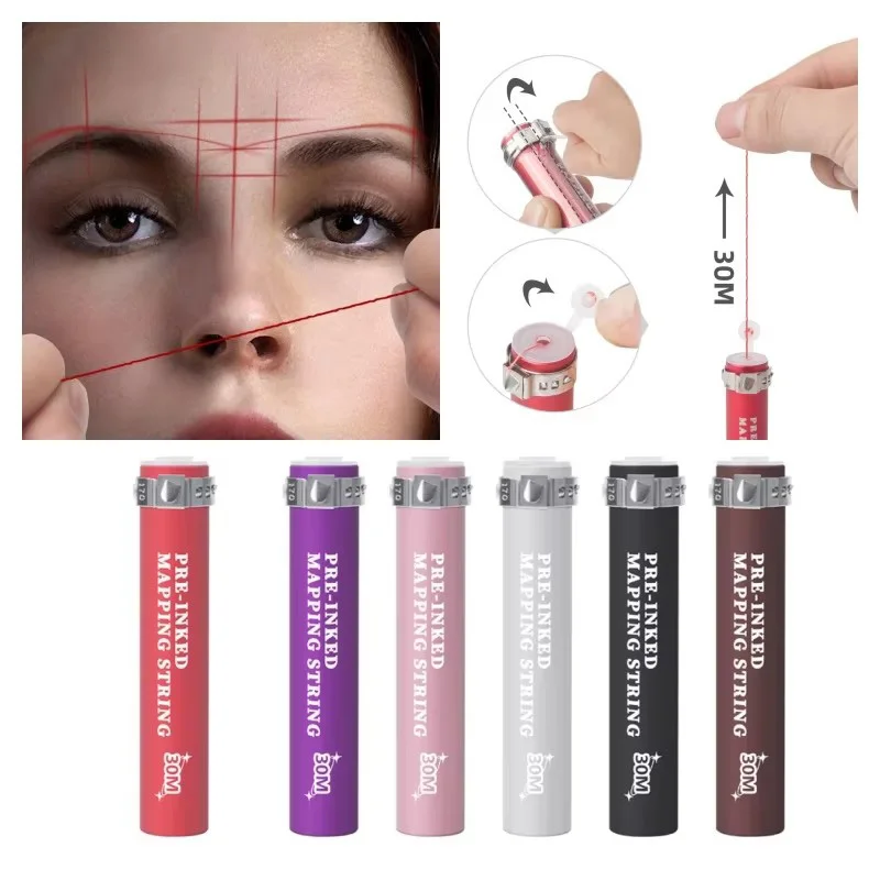 30 Meter Tinte Positionierung Linie Microblading Mapping String Pre-Ink Augenbraue Marker Gewinde Tattoo Positionierung Färben Messwerkzeug Image