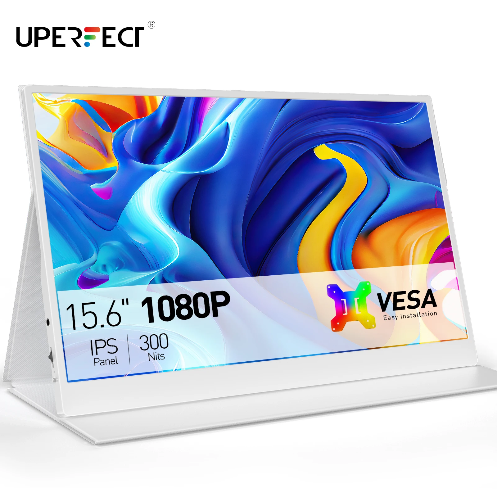 UPERFECT Tragbarer Monitor 15,6 Zoll 1080P FHD USB-C HDMI-kompatibles Computerdisplay HDR IPS Gaming-Bildschirm für Laptop-Telefon-TV Image