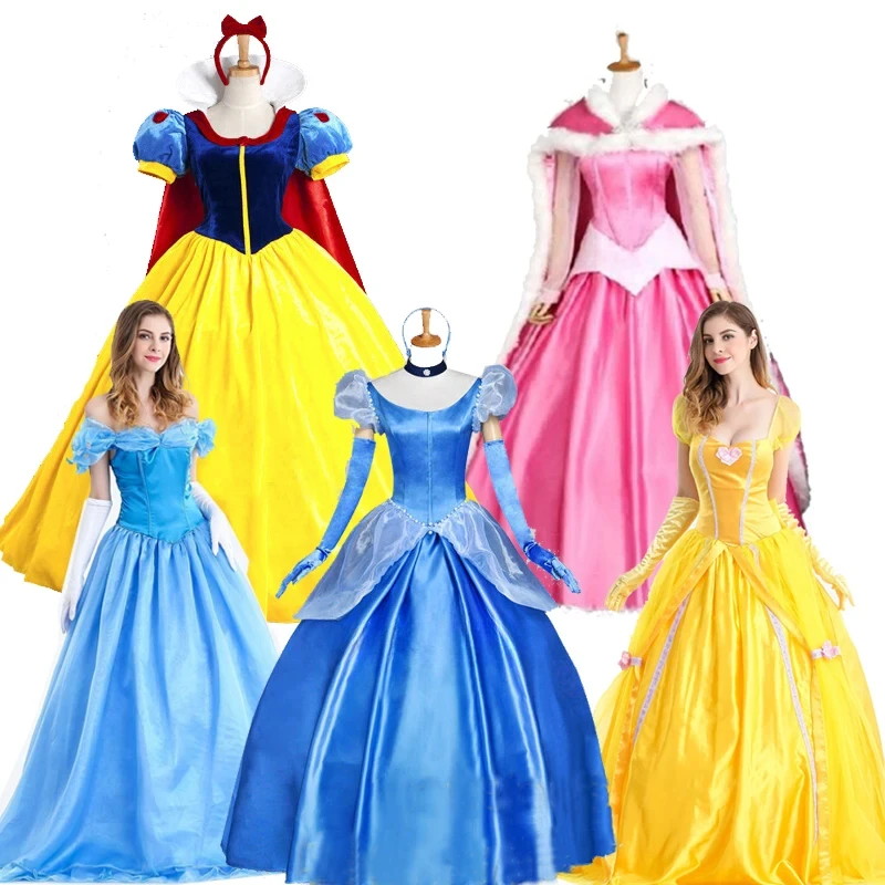 Abbigliamento anime Abito cosplay per adulti Costume da Cenerentola Biancaneve Abito da principessa Abiti da palcoscenico Abito da ballo in maschera di Halloween