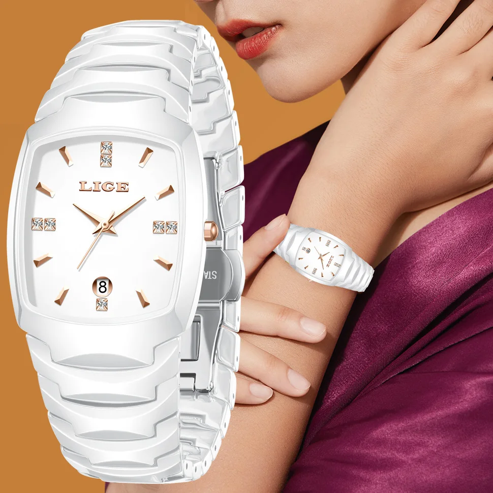 LIGE 2025 Neue Quadratische Uhr Männer mit Auto Datum Luxus Edelstahl Gold Herren Quarz Armbanduhren Relogios Masculino + box Image