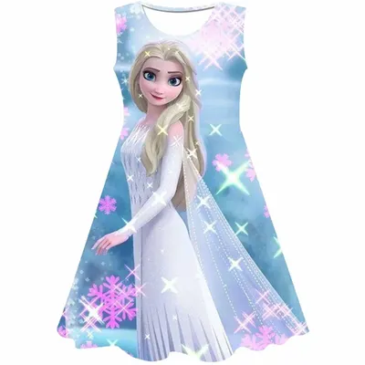 3D-Mädchen-Cartoon-Kleid 2025, Sommer, gefroren, 2, modisch, für Kinder, Elsa, Prinzessin, Baby, niedlich, Abendparty, Kleider, Disney-Serie, Sk Image