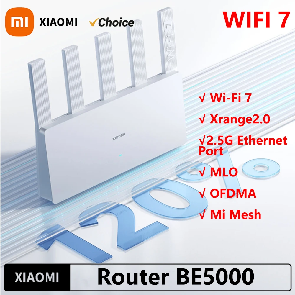 Xiaomi BE5000 Router Wi-Fi 7 Dual-Frequenz-Mesh-Netzwerk 2,4/5 GHz mit 2,5 G High-Speed-Port IPTV OFDMA Signalverstärker für Zuhause Image